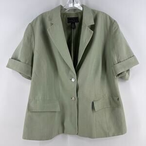 Laura Scott Green Short Sleeve Blazer Cute Business Preppy Casual Size 18W XL 1X